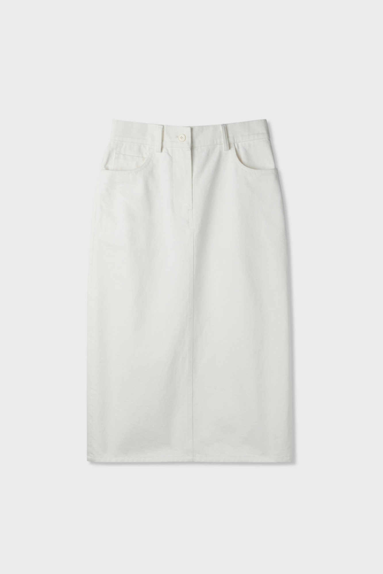 White Twill Midi Skirt